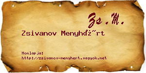 Zsivanov Menyhért névjegykártya